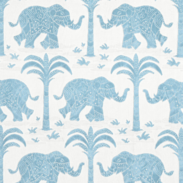 Thibaut ELEPHANT VELVET French Blue Fabric