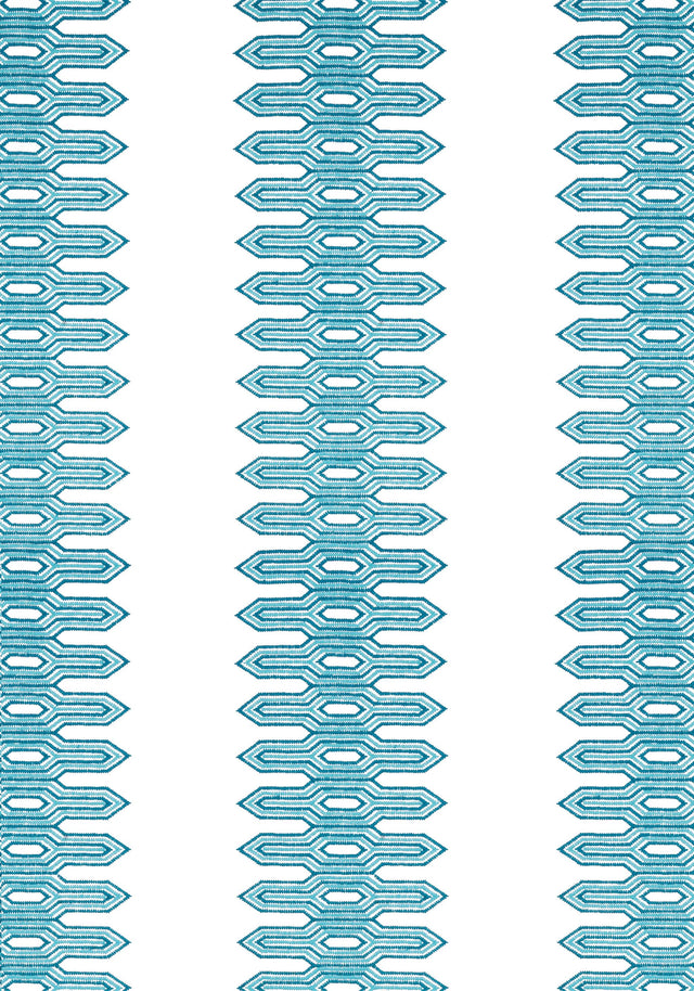 Thibaut NOLA STRIPE EMBROIDERY Aqua Fabric