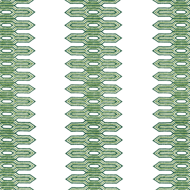 Thibaut Nola Stripe Embroidery Green Fabric