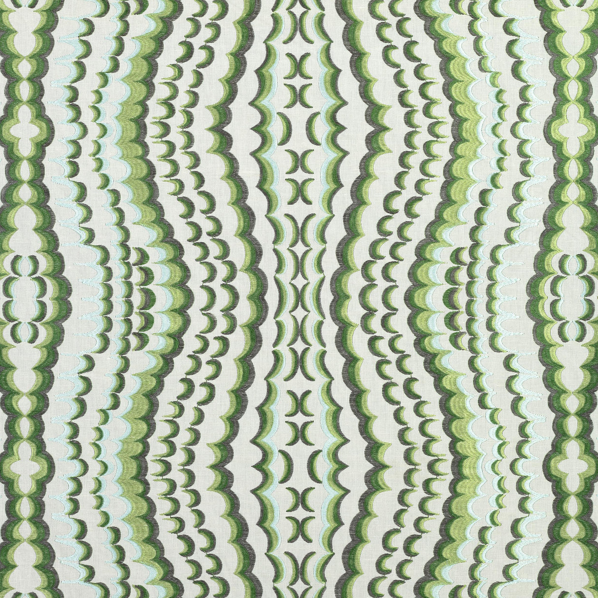 Thibaut Ebru Embroidery Green Fabric