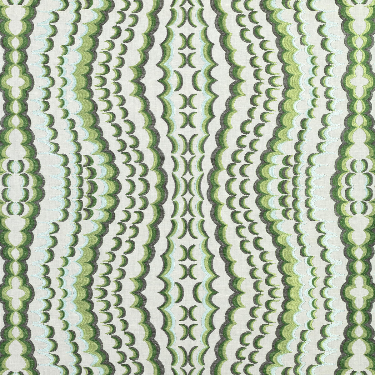 Thibaut Ebru Embroidery Green Fabric