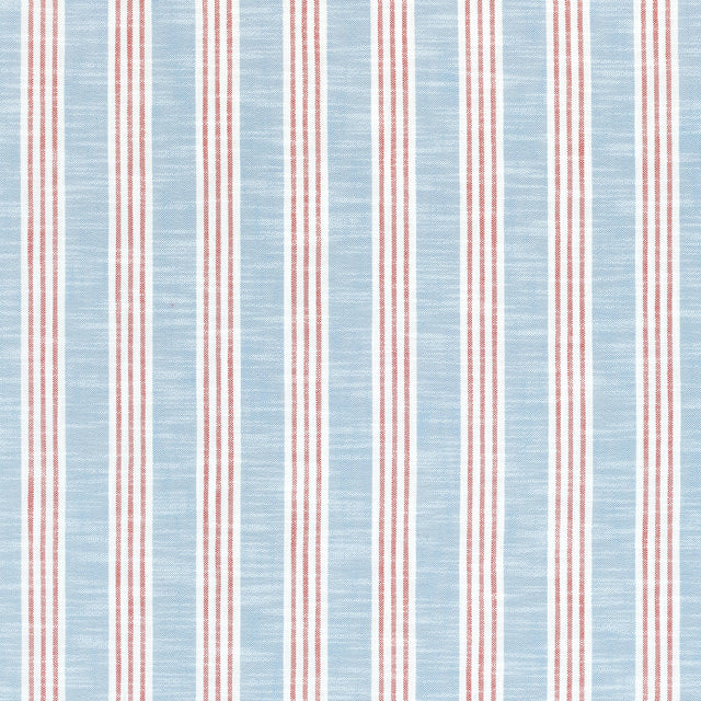 Thibaut Southport Stripe Sky And Red Fabric