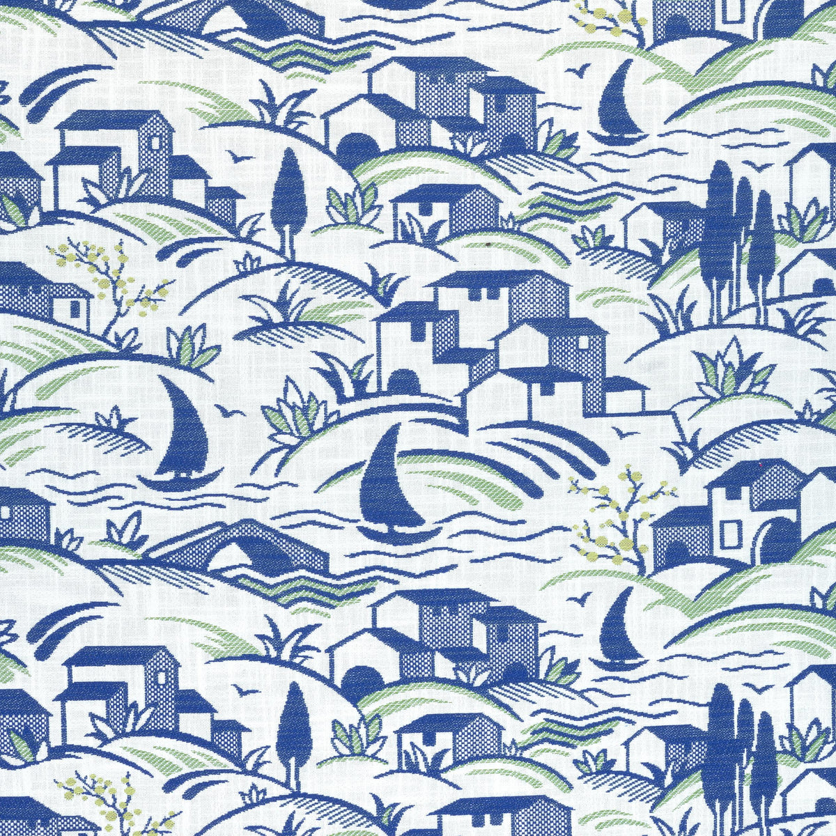 Thibaut Landmark Marine And Apple Green Fabric
