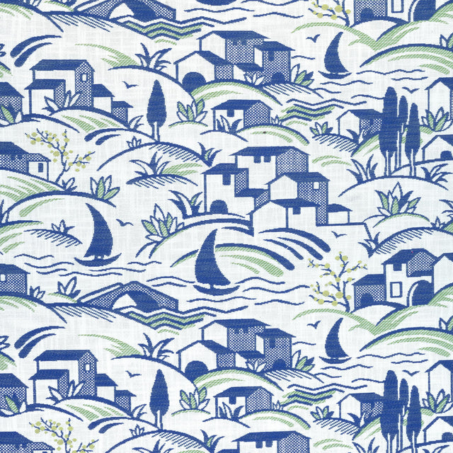 Thibaut Landmark Marine And Apple Green Fabric