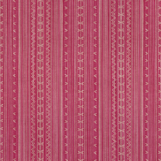 Thibaut Charter Stripe Embroidery Raspberry Fabric