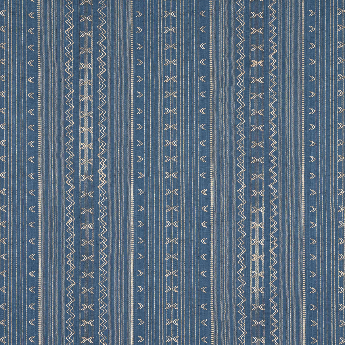 Thibaut Charter Stripe Embroidery Navy Fabric