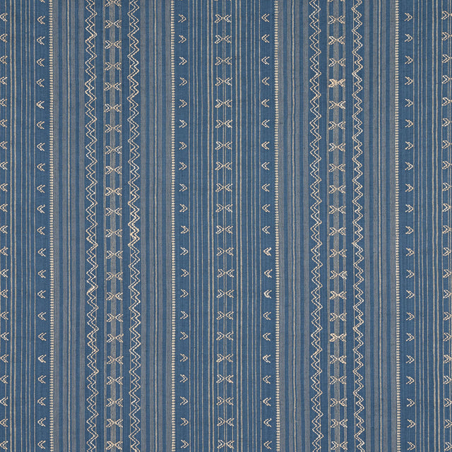 Thibaut Charter Stripe Embroidery Navy Fabric