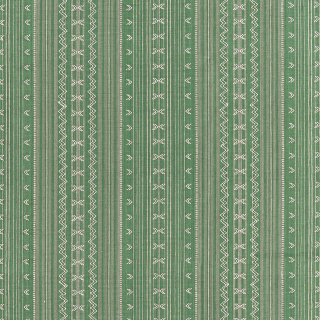Thibaut CHARTER STRIPE EMBROIDERY Green Fabric