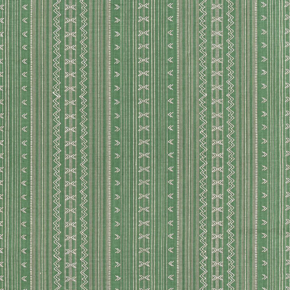 Thibaut Charter Stripe Embroidery Green Fabric