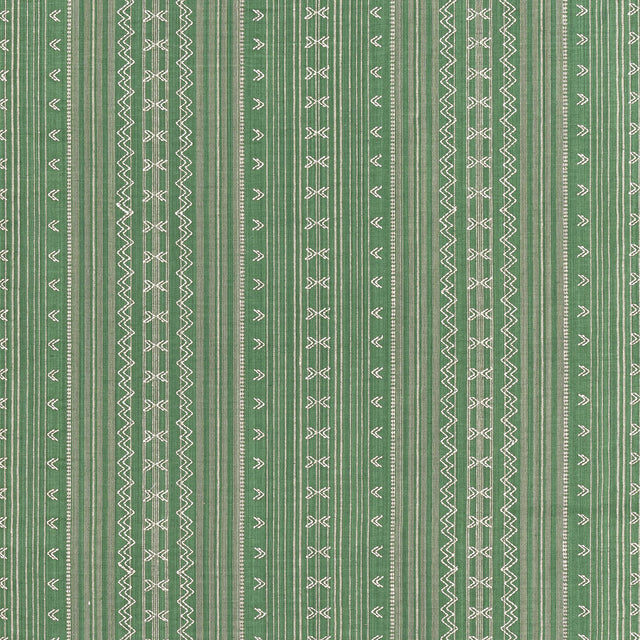Thibaut Charter Stripe Embroidery Green Fabric