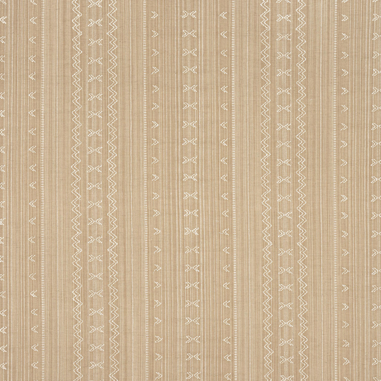 Thibaut Charter Stripe Embroidery Camel Fabric