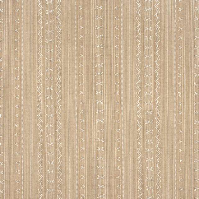 Thibaut Charter Stripe Embroidery Camel Fabric