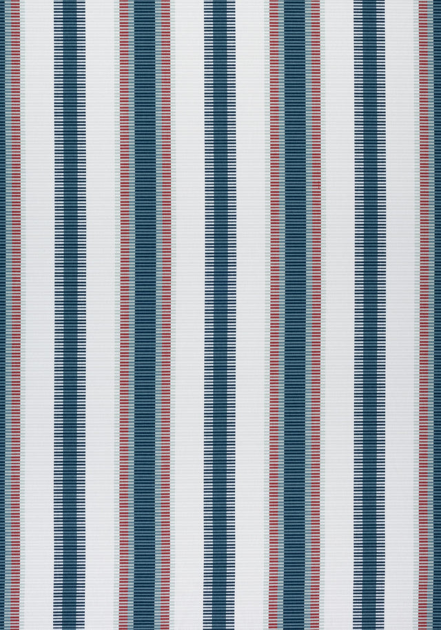 Thibaut SAMBA STRIPE Teal and Cranberry Fabric