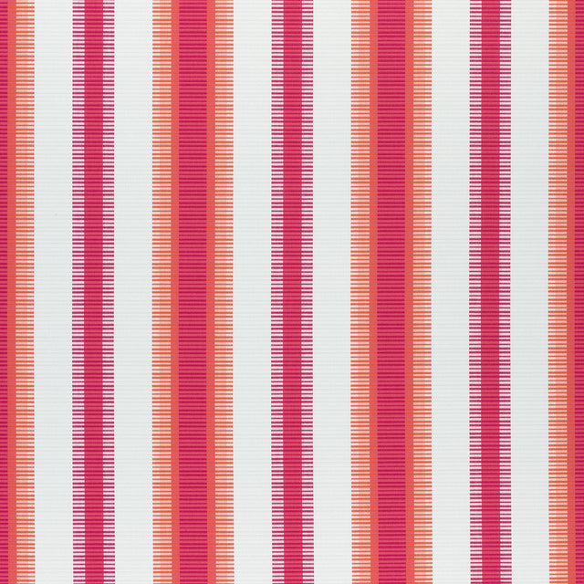 Thibaut Samba Stripe Magenta And Coral Fabric