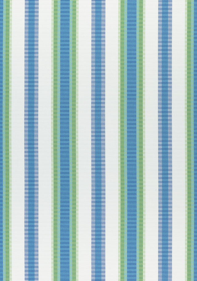 Thibaut SAMBA STRIPE Royal Blue and Green Fabric
