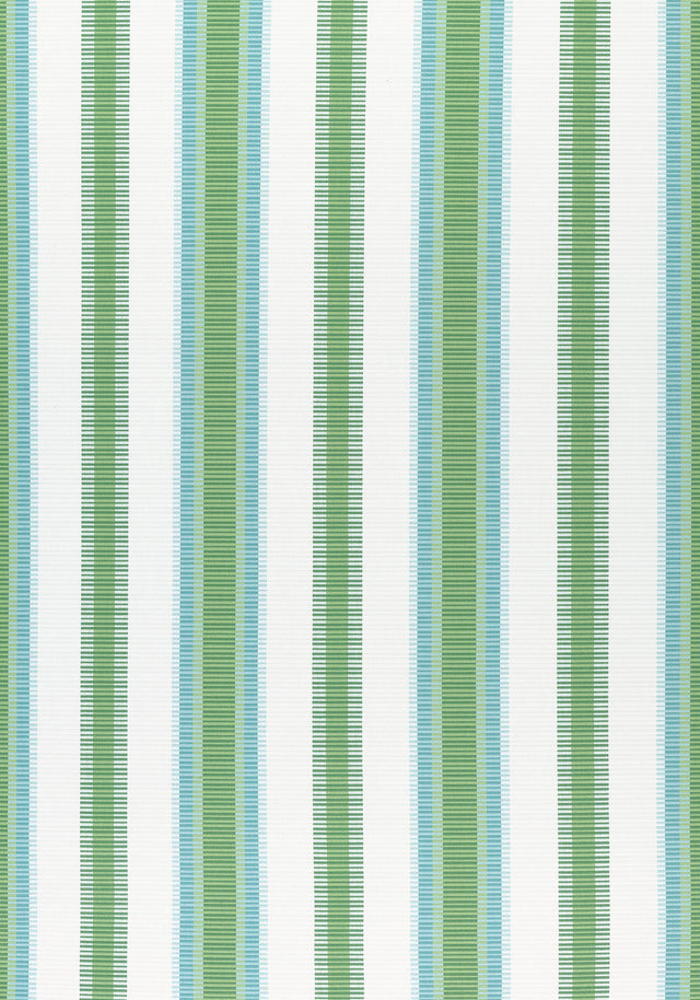 Thibaut SAMBA STRIPE Kelly Green and Pool Fabric