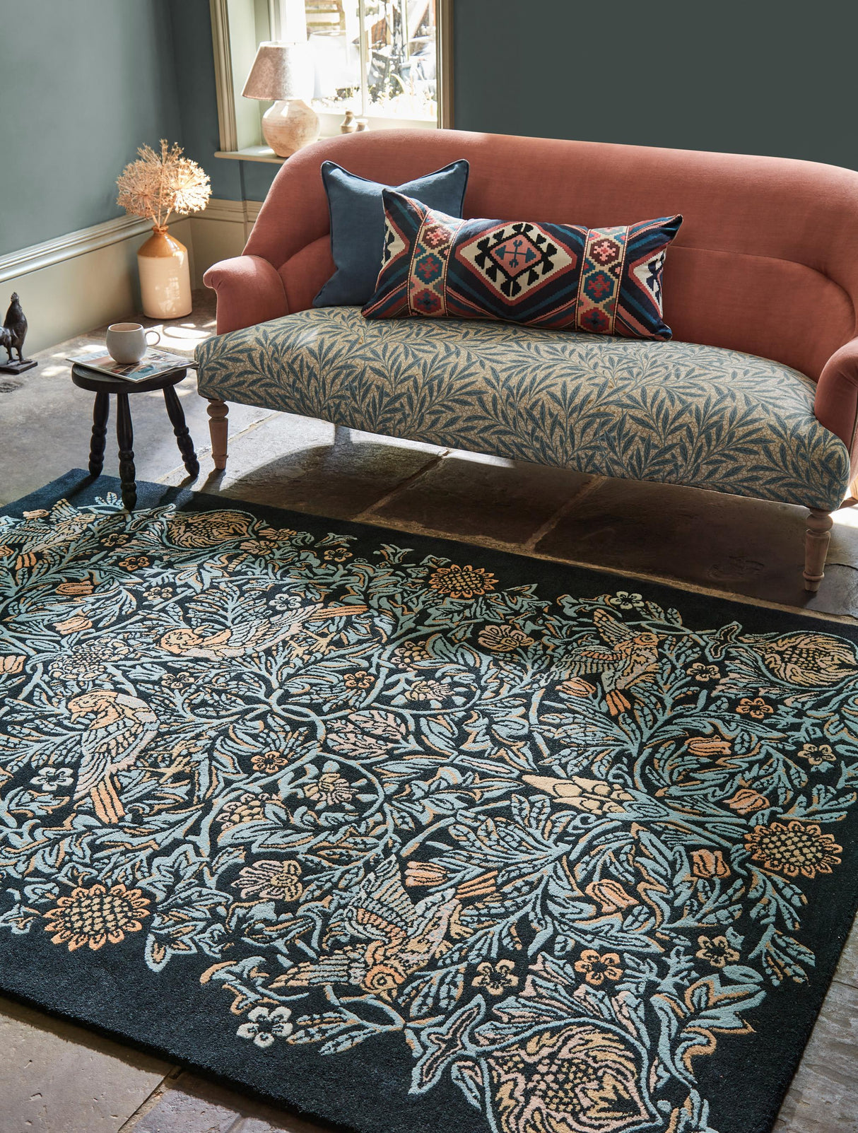 Brink & Campman Bird MOREW  Webb's Blue 5'7 x 7'10 Rug