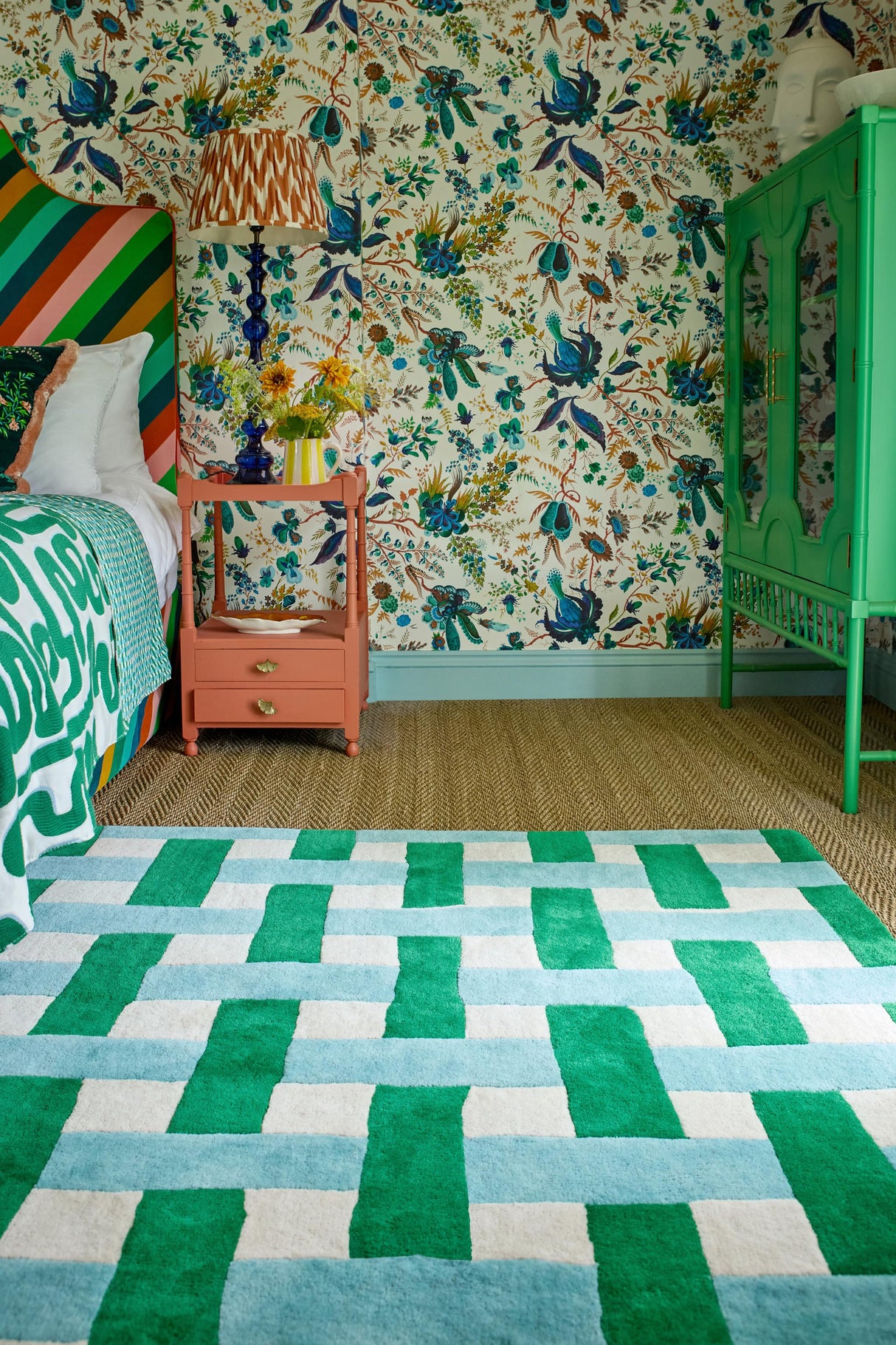 Brink & Campman Basket Weave HARSR  Emerald/Aquamarine 4'7 x 6'7 Rug