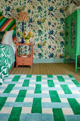 Brink & Campman Basket Weave HARSR  Emerald/Aquamarine 4'7 x 6'7 Rug