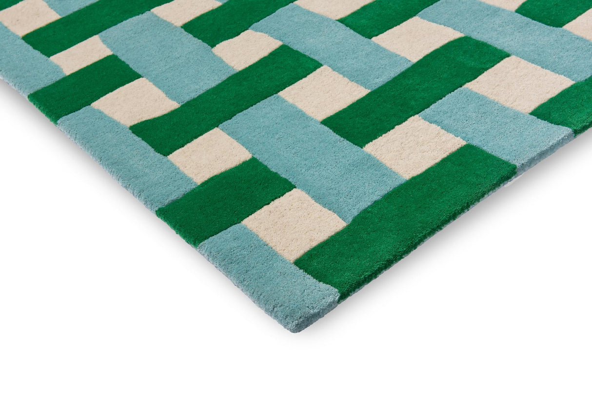 Brink & Campman Basket Weave HARSR  Emerald/Aquamarine 4'7 x 6'7 Rug