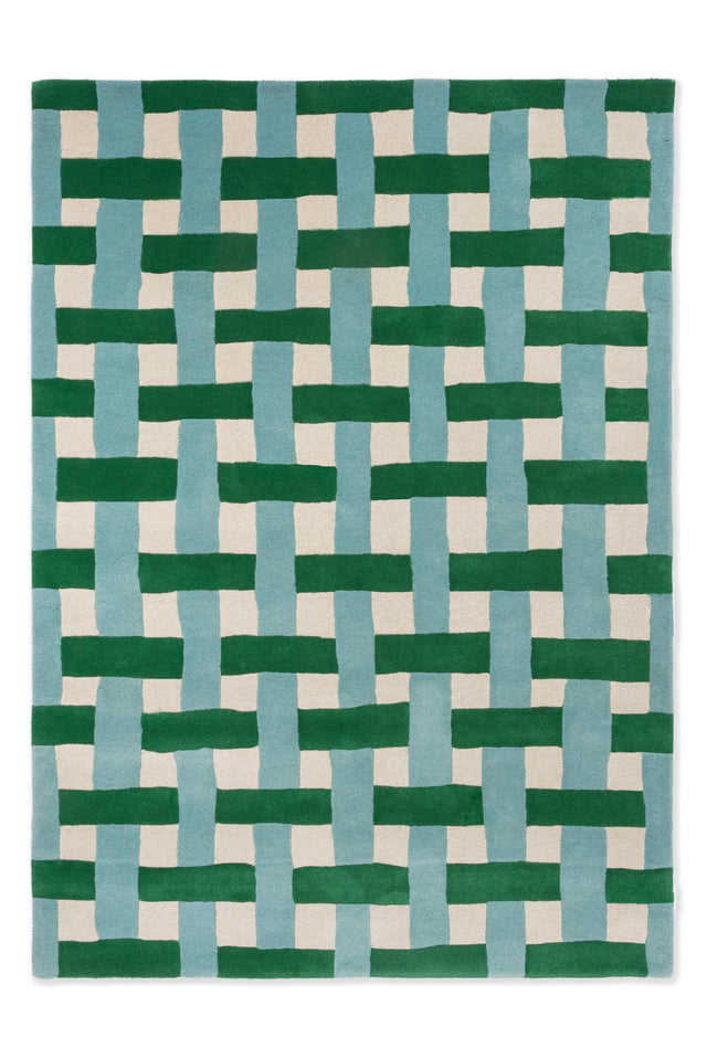 Brink & Campman Basket Weave HARSR  Emerald/Aquamarine 6'7 x 9'2 Rug