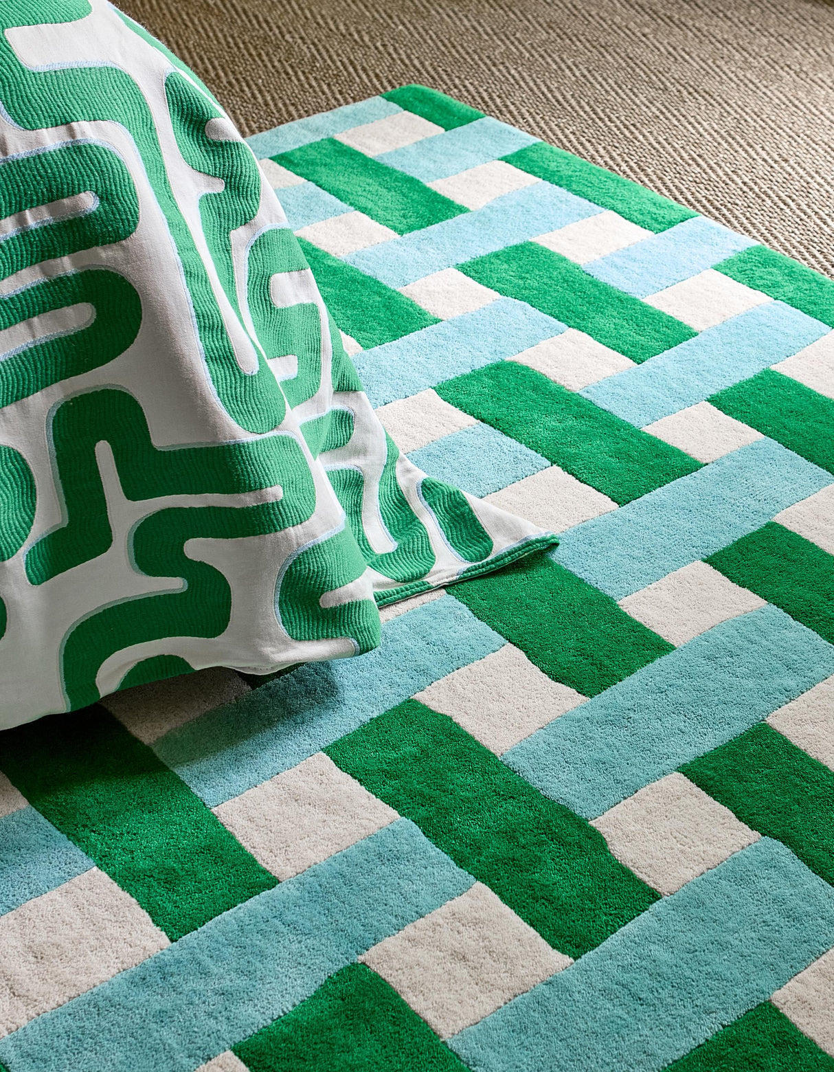 Brink & Campman Basket Weave HARSR  Emerald/Aquamarine 6'7 x 9'2 Rug