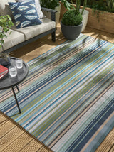 Brink & Campman In-Outdoor HAR Spectro Stripes-Emerald/Marine/Rust outdoor 4'7 x 6'7 Rug