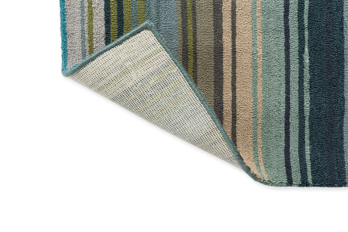 Brink & Campman In-Outdoor HAR Spectro Stripes-Emerald/Marine/Rust outdoor 4'7 x 6'7 Rug