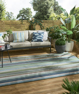 Brink & Campman In-Outdoor HAR Spectro Stripes-Emerald/Marine/Rust outdoor 4'7 x 6'7 Rug