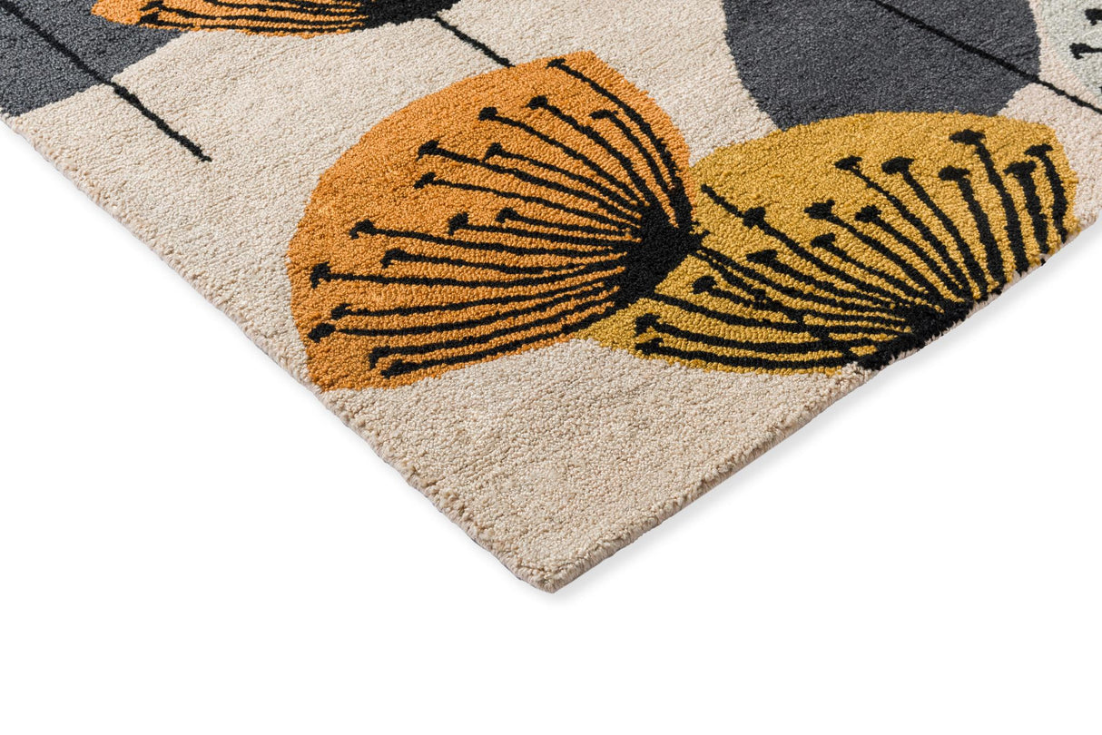 Brink & Campman In-Outdoor SAN Dandelion Clocks-Ochre/Silver outdoor 5'3 x 7'6 Rug