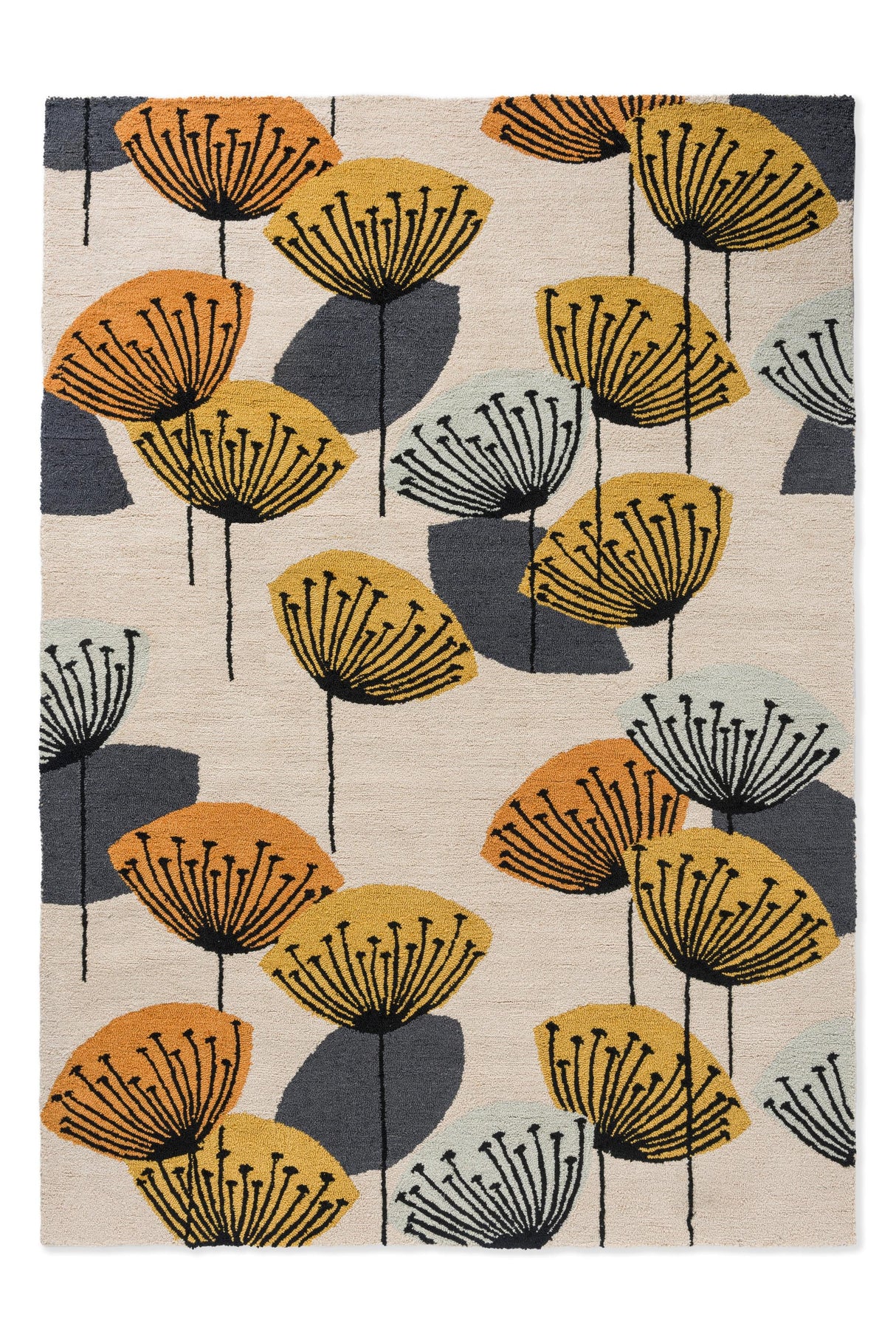 Brink & Campman In-Outdoor SAN Dandelion Clocks-Ochre/Silver outdoor 6'7 x 9'2 Rug