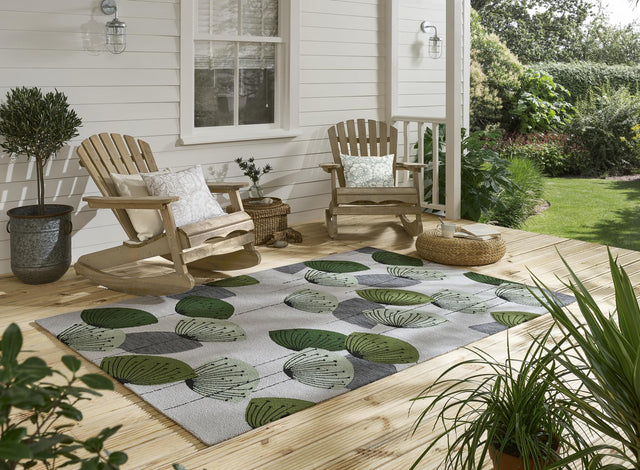Brink & Campman In-Outdoor SAN Dandelion Clocks-Botanical Green outdoor 4'7 x 6'7 Rug