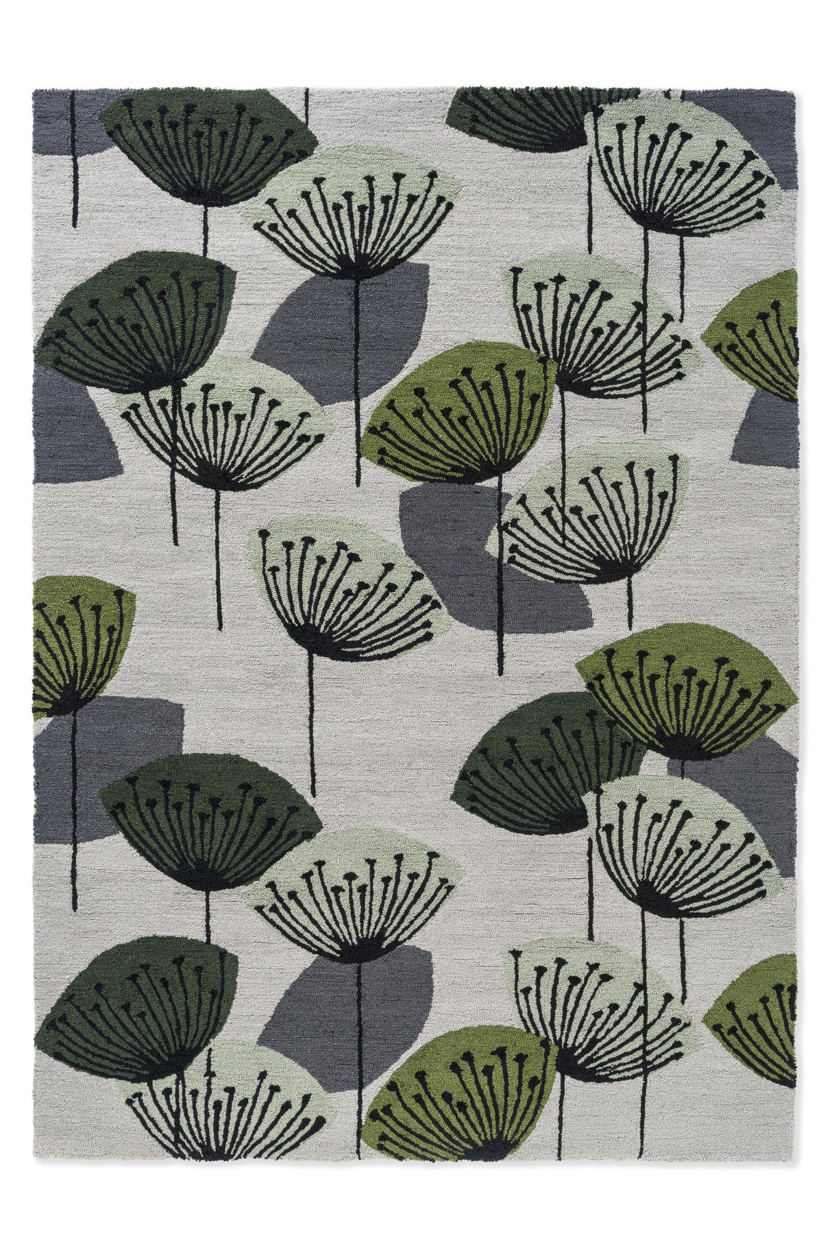 Brink & Campman In-Outdoor SAN Dandelion Clocks-Botanical Green outdoor 5'3 x 7'6 Rug