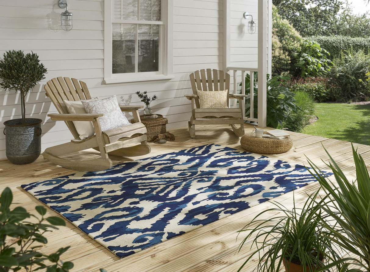 Brink & Campman In-Outdoor SAN Kasuri-Indigo outdoor 4'7 x 6'7 Rug