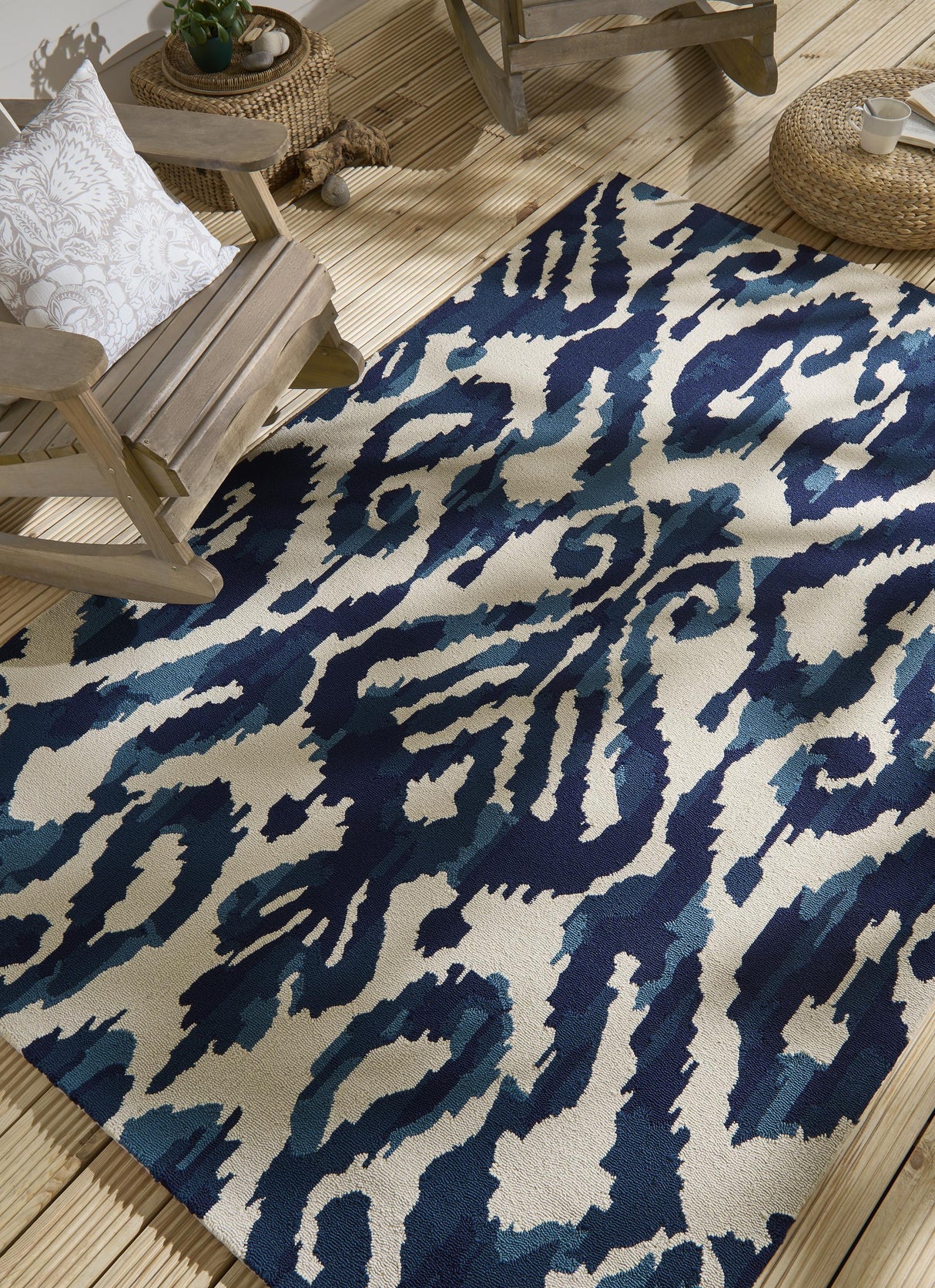 Brink & Campman In-Outdoor SAN Kasuri-Indigo outdoor 5'3 x 7'6 Rug