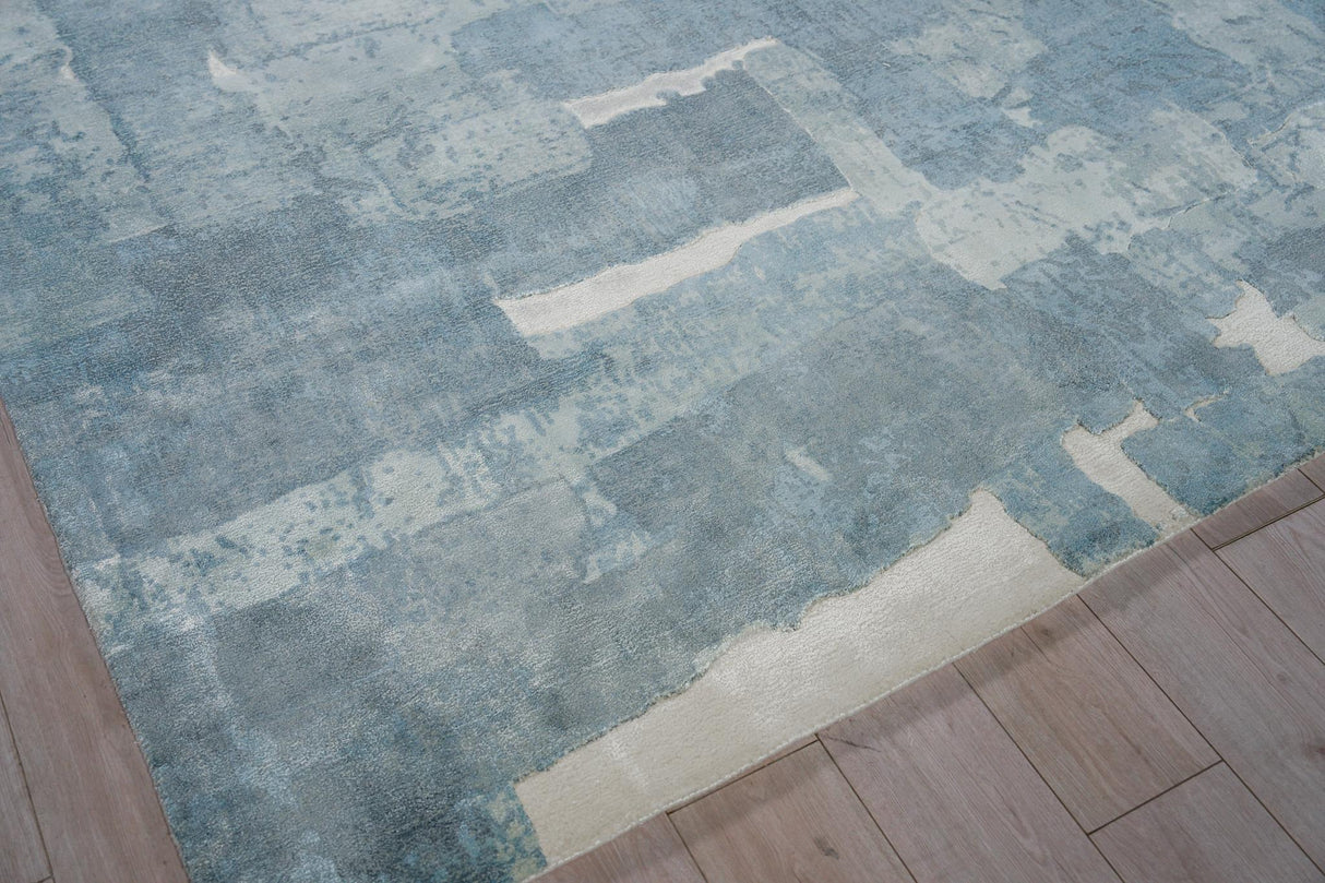 Exquisite Rugs Papyrus 6802 Blue Wool/Bamboo Silk handloomed 9' x 6' Area Rug