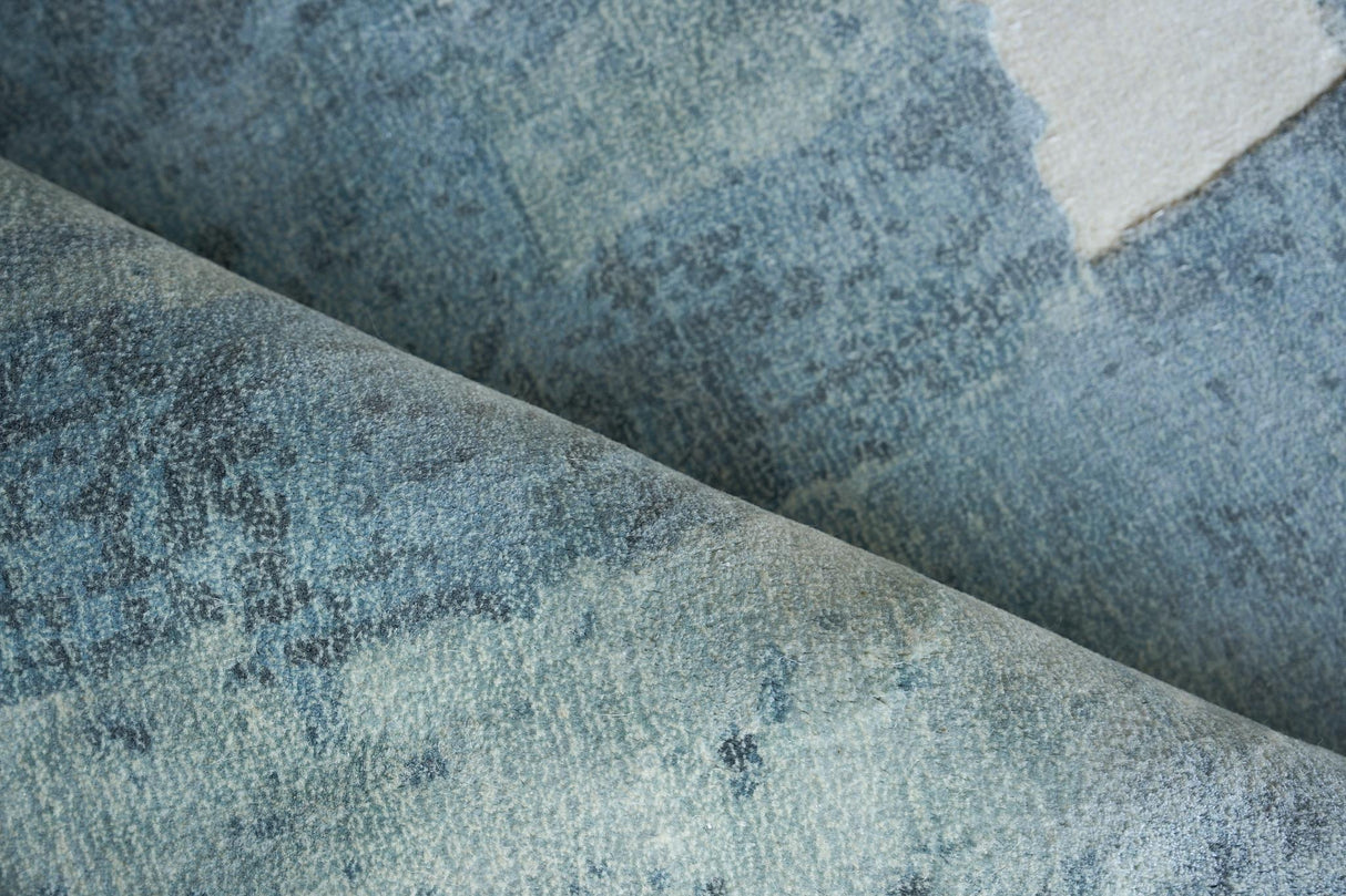 Exquisite Rugs Papyrus 6802 Blue Wool/Bamboo Silk handloomed 9' x 6' Area Rug