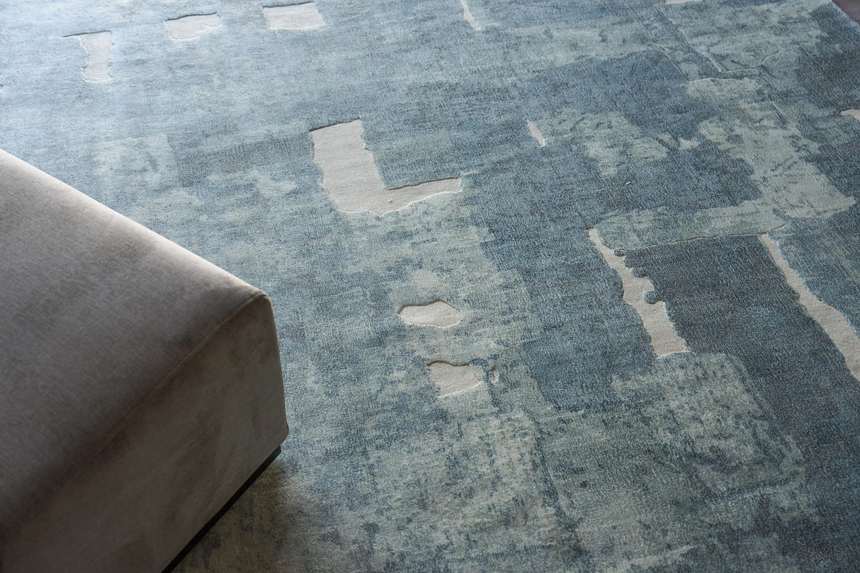 Exquisite Rugs Papyrus 6802 Blue Wool/Bamboo Silk handloomed 9' x 6' Area Rug