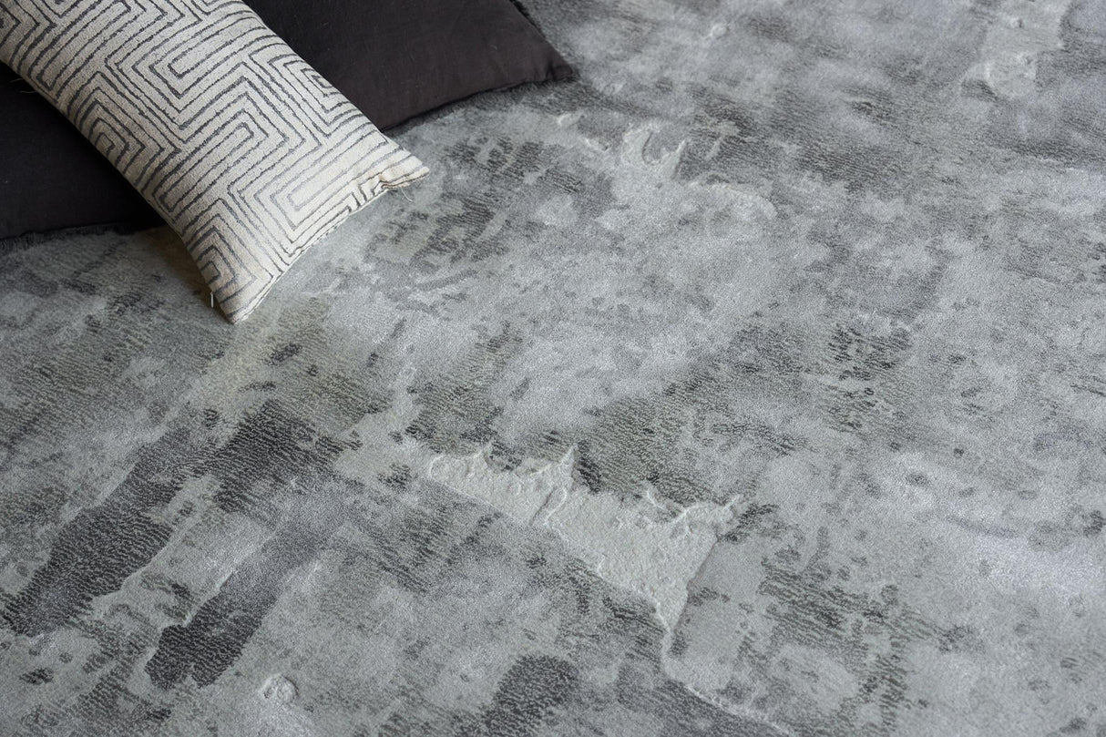 Exquisite Rugs Papyrus 6801 Gray Wool/Bamboo Silk handloomed 10' x 8' Area Rug