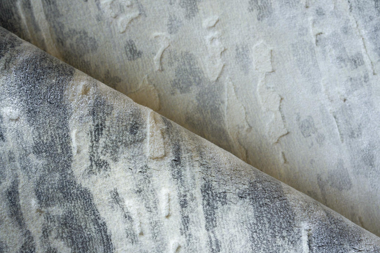 Exquisite Rugs Travertine 6804 Silver Wool/Bamboo Silk handloomed 12' x 9' Area Rug