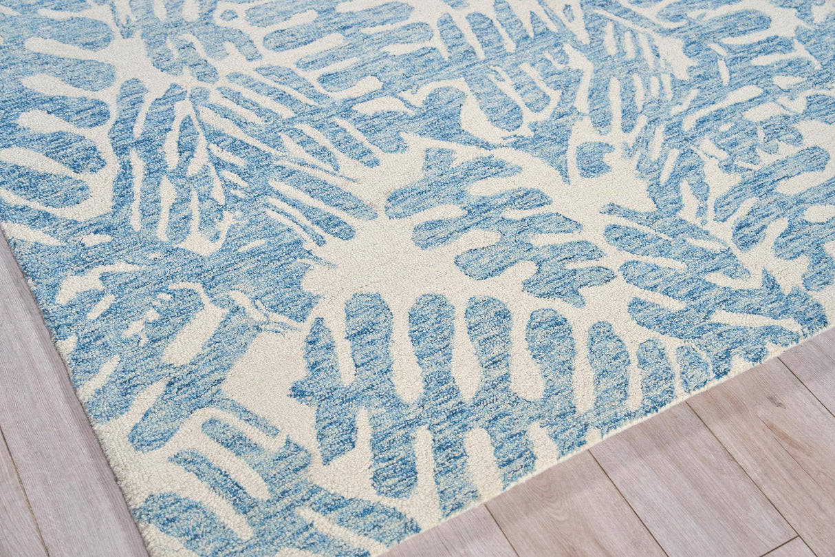 Exquisite Rugs Botanica 6811 Light Blue/Ivory New Zealand Wool hand-tufted 9' x 6' Area Rug