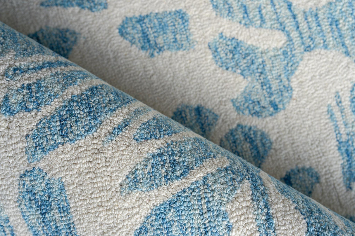 Exquisite Rugs Botanica 6811 Light Blue/Ivory New Zealand Wool hand-tufted 9' x 6' Area Rug