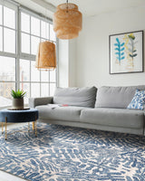 Exquisite Rugs Botanica 6813 Blue/Ivory New Zealand Wool hand-tufted 9' x 6' Area Rug
