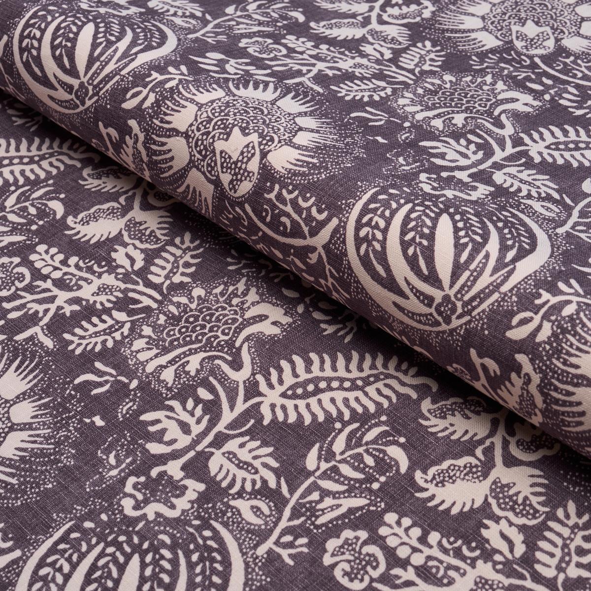 Schumacher Pomegranate Print Aubergine Fabric