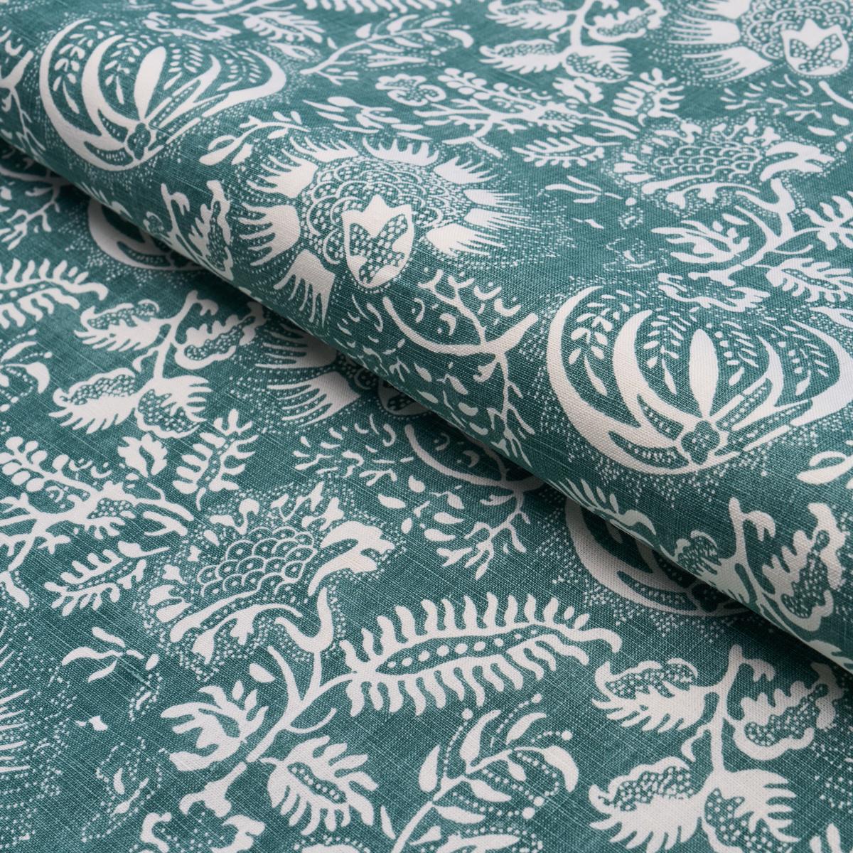 Schumacher Pomegranate Print Peacock Fabric
