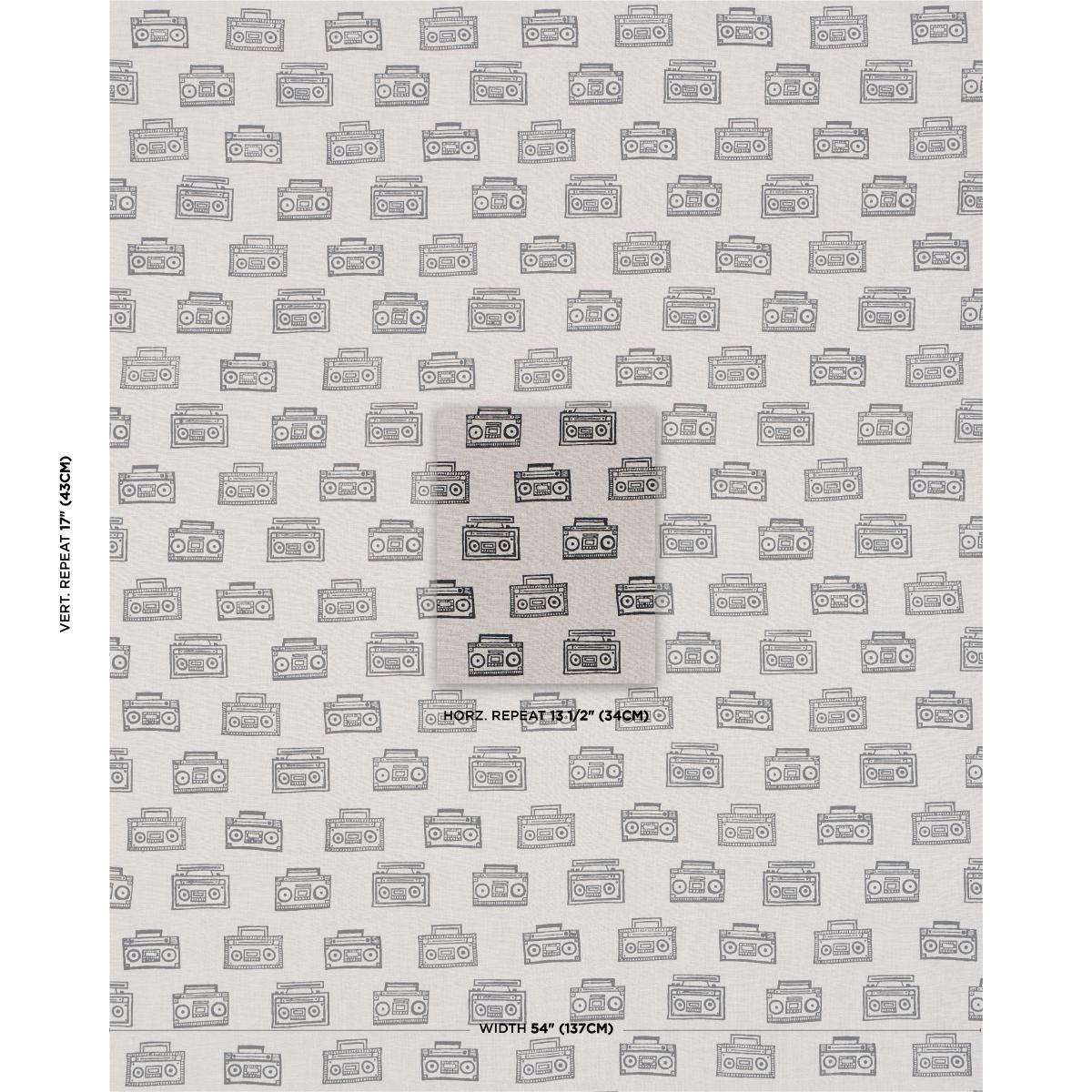 Schumacher Ode Hand Block Charcoal Fabric