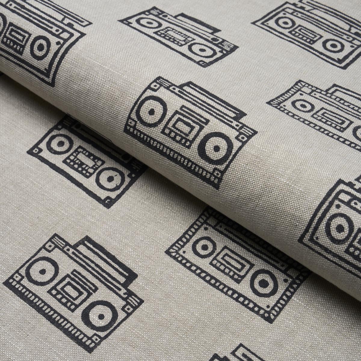 Schumacher Ode Hand Block Charcoal Fabric