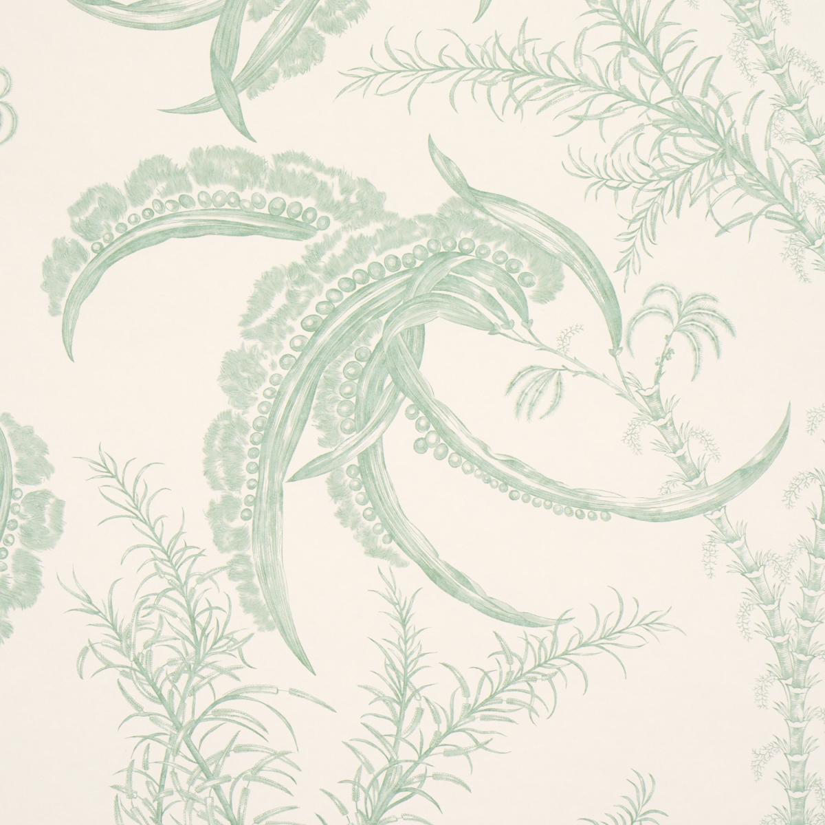 Schumacher Ocean Toile Eucalyptus On Linen Wallpaper