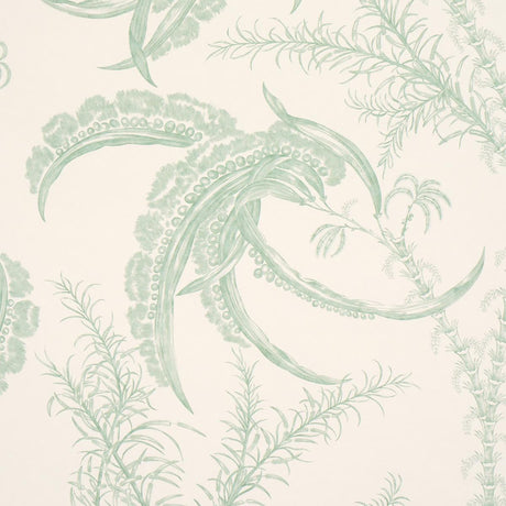 Schumacher Ocean Toile Eucalyptus On Linen Wallpaper
