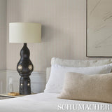 Schumacher Linen Woven Texture Stripe Natural Wallpaper